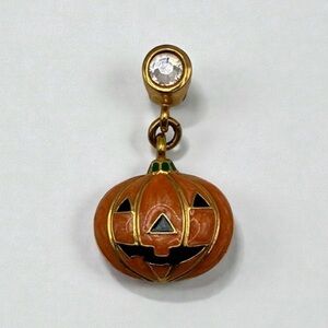 Vintage Danbury Mint Signed Jack-O-Lantern Pumpkin Dangle Charm/Pendant
